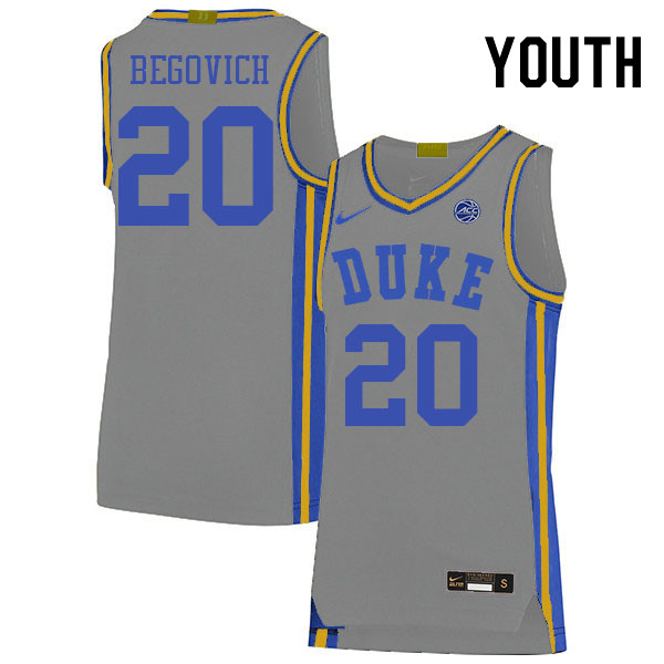 Youth #20 Neal Begovich Duke Blue Devils College Basketball Jerseys Stitched Sale-Gray - Click Image to Close